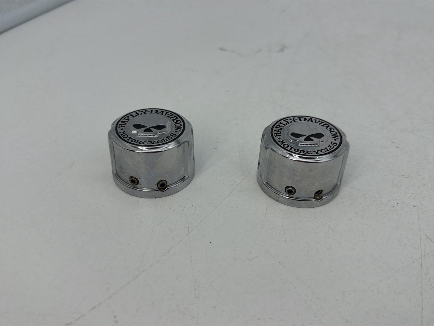 1986 - 1998 Harley-Davidson Softail Heritage Classic Front Wheel Axle Nut Covers Caps 43163-08A