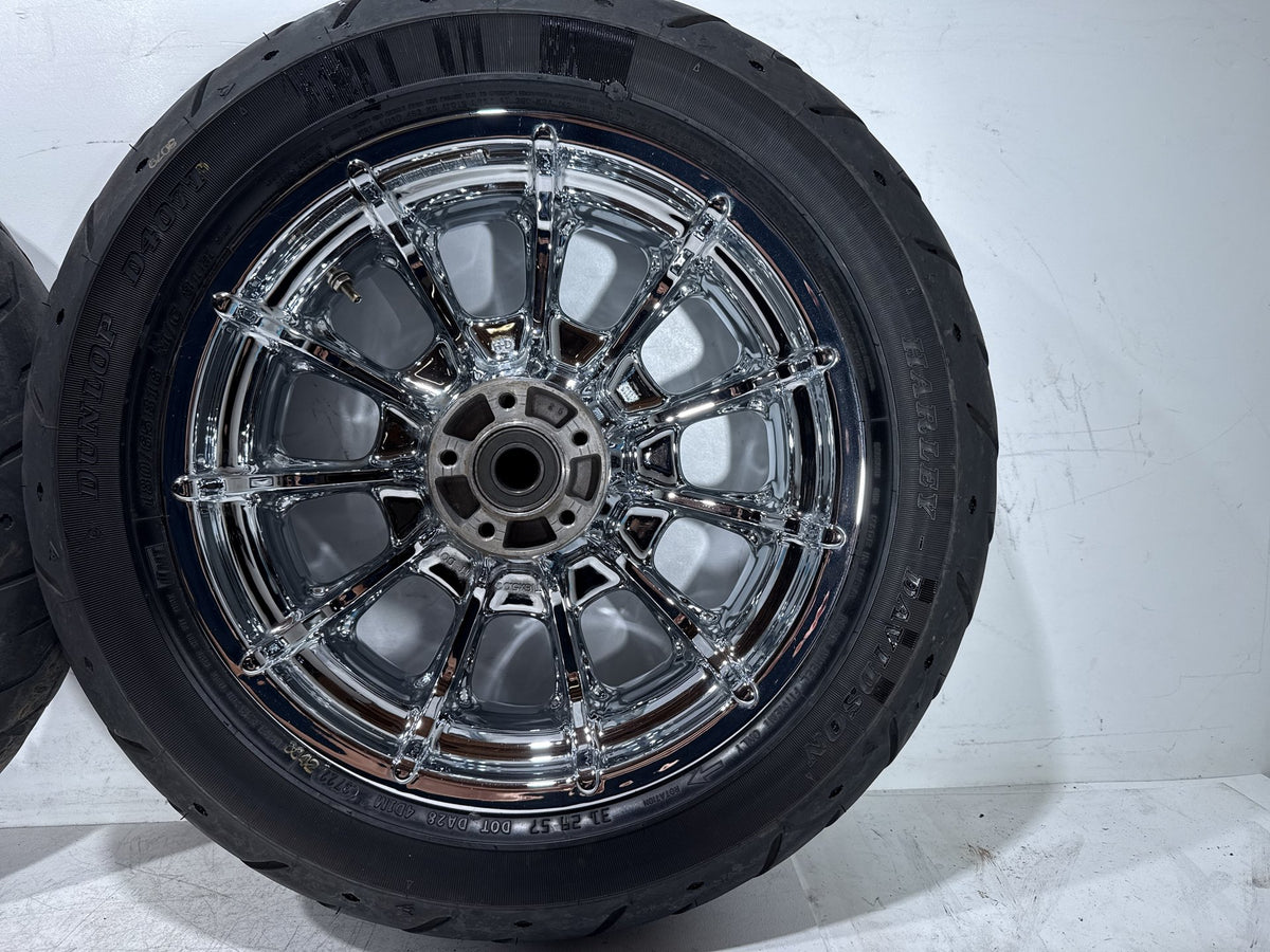 2009 Harley Electra Glide Touring CVO Eagle Front & Rear Wheel Rim Tire 16" 17"