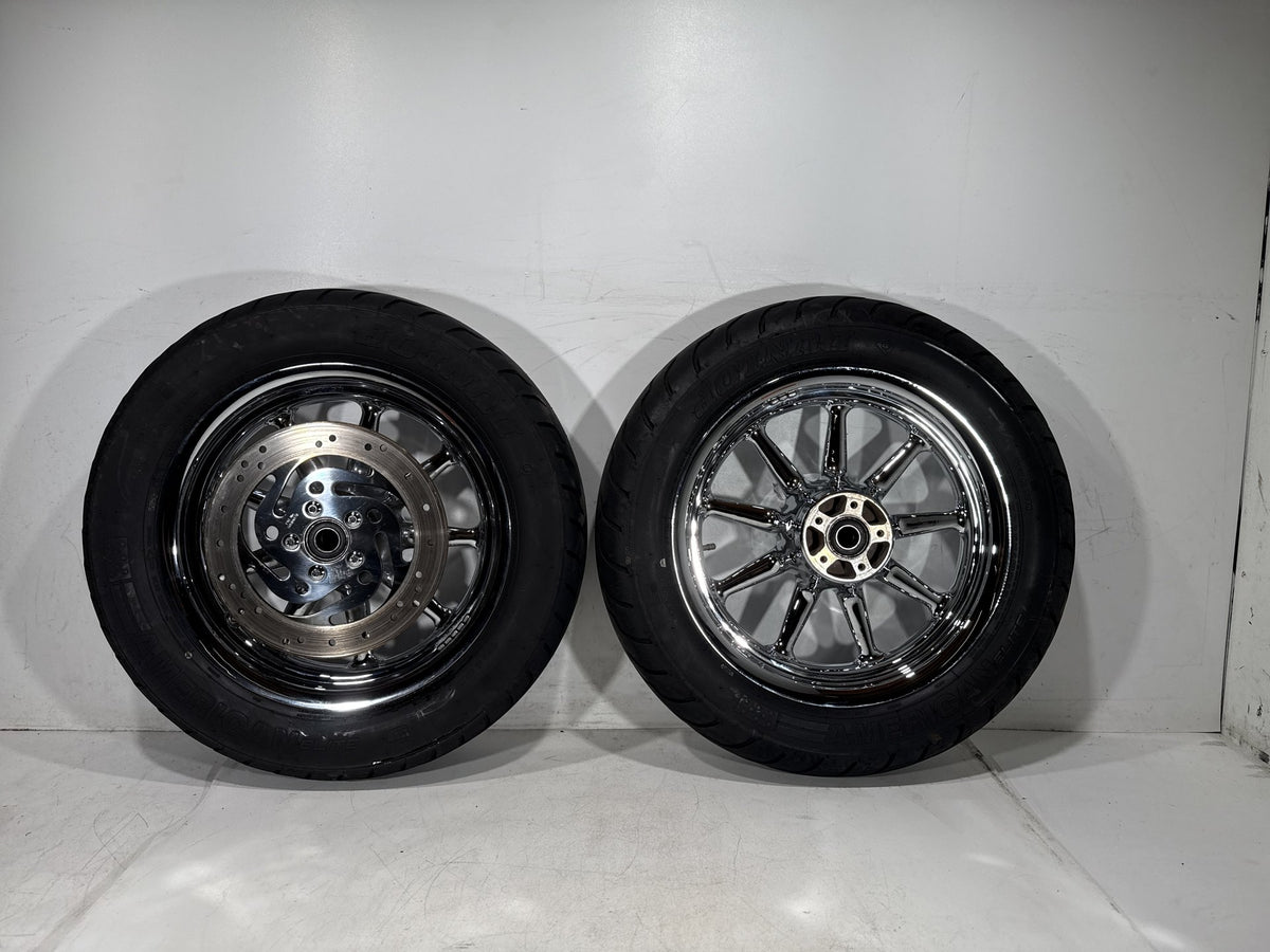 2002 Harley Electra Glide Touring Classic Front & Rear Wheel Rim Tire 16" CHROME