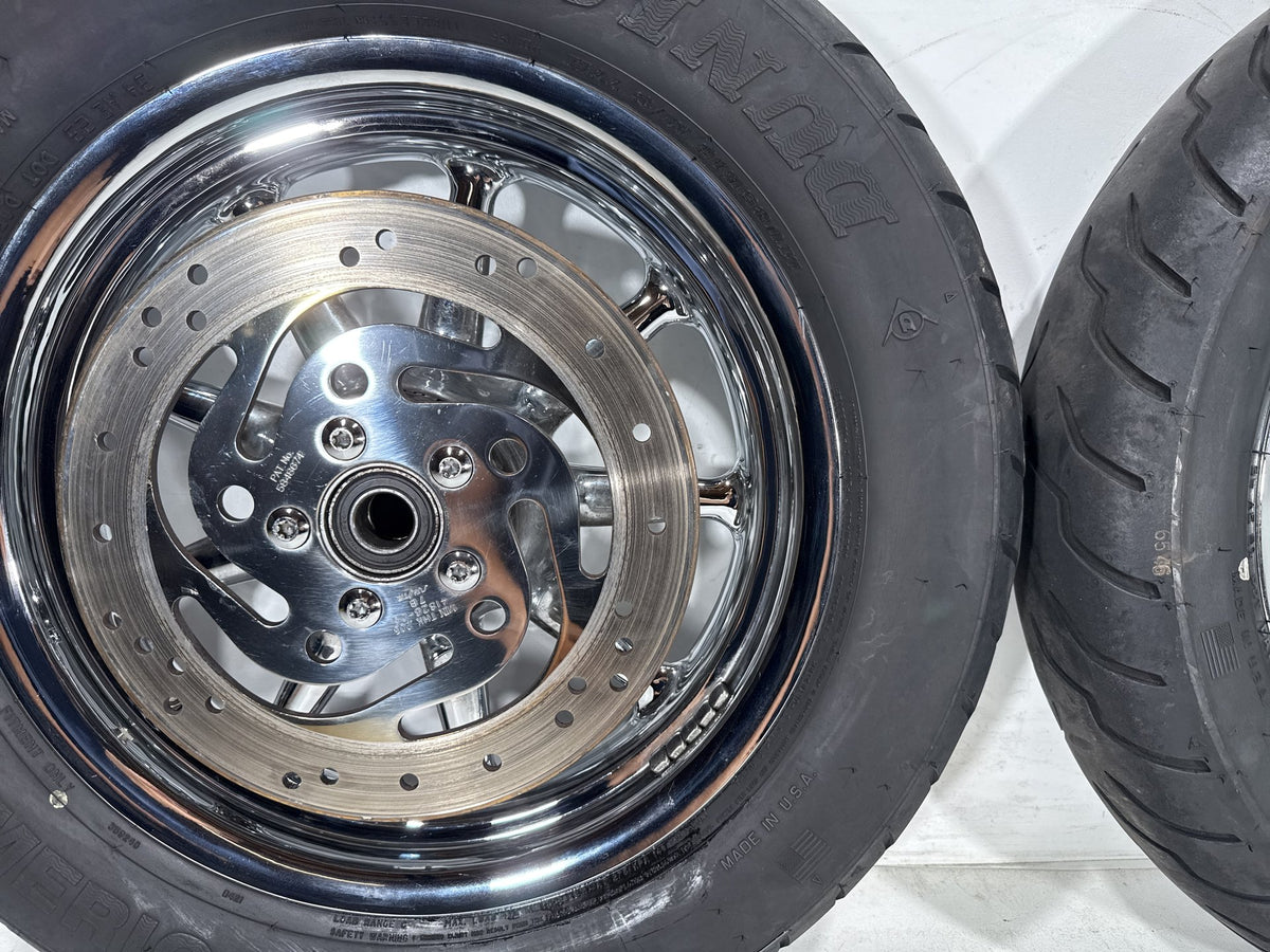 2002 Harley Electra Glide Touring Classic Front & Rear Wheel Rim Tire 16" CHROME