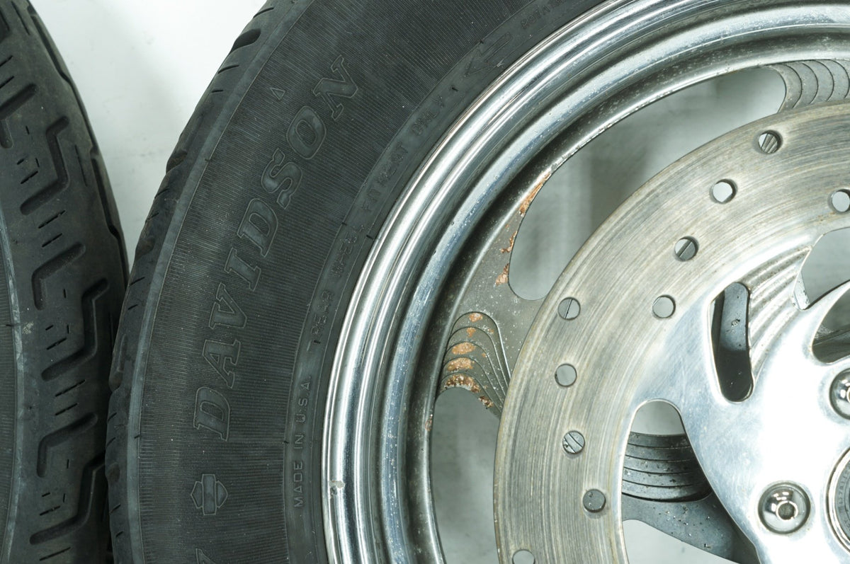 1986 - 2003 Harley-Davidson Sportster Hugger Front & Rear Wheel Rim Tire 43499-84