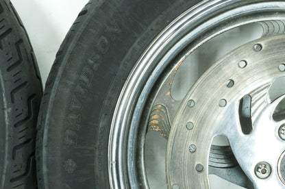 1986 - 2003 Harley-Davidson Sportster Hugger Front & Rear Wheel Rim Tire 43499-84