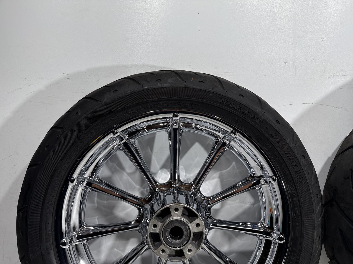 2009 Harley Electra Glide Touring CVO Eagle Front & Rear Wheel Rim Tire 16" 17"