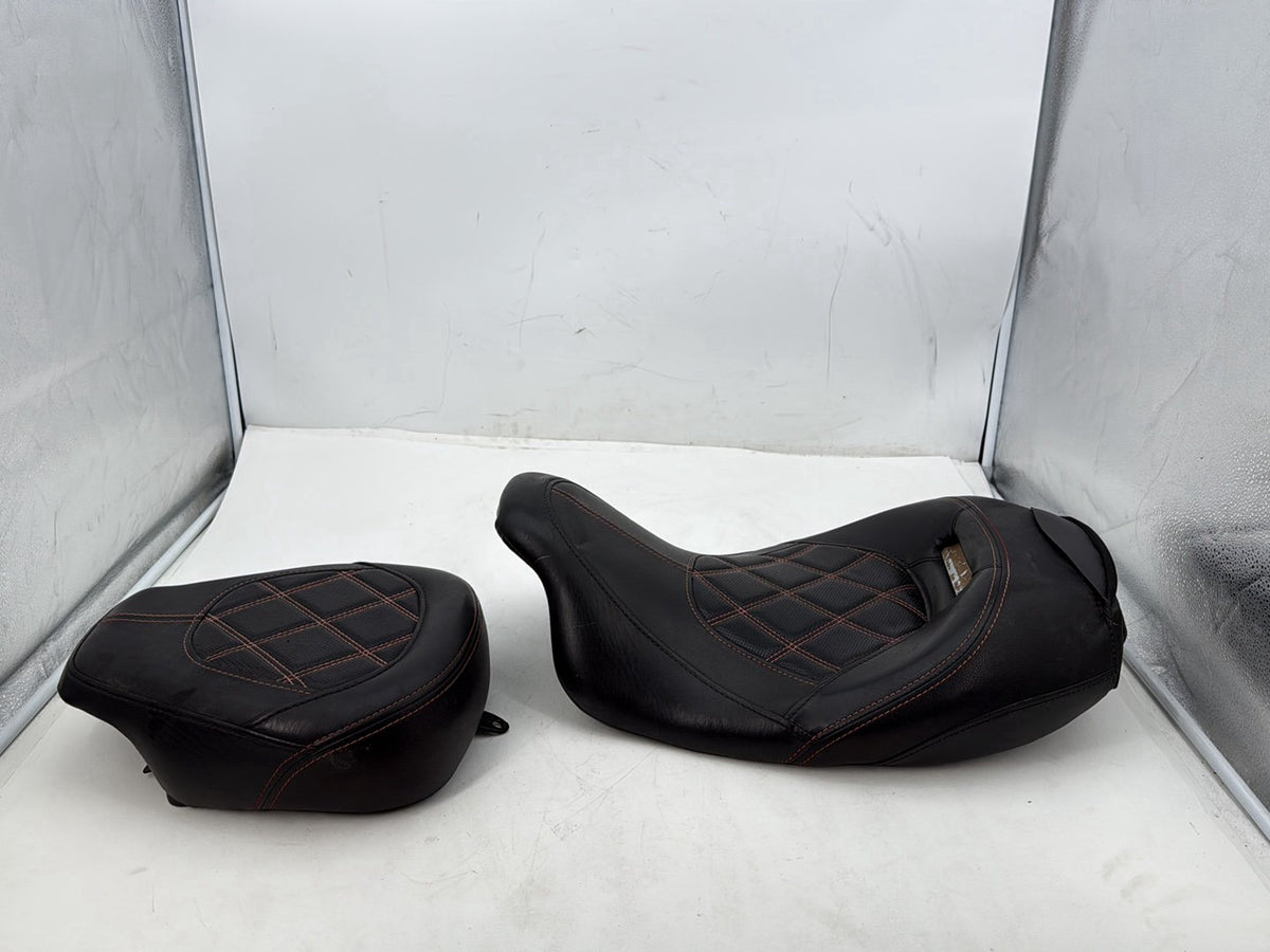 13 Harley Street Glide Touring Passenger Rider Driver Seat Saddle Orange Stitch