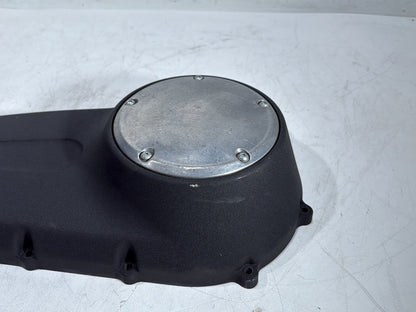 2008 Harley Dyna Fat Bob FXDF OEM Outer Primary Clutch Cover Black Wrinkle