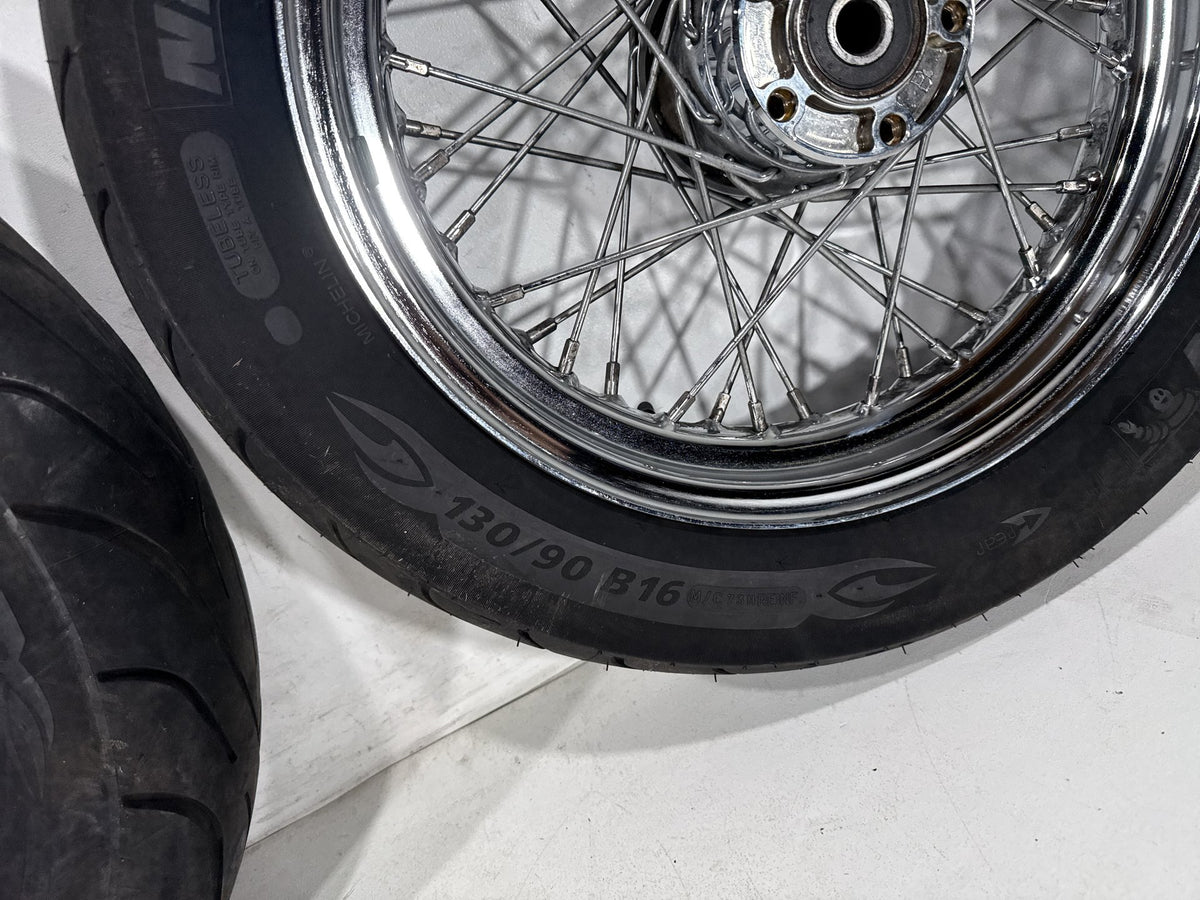 01 Harley Electra Glide Touring Classic OEM Front Rear Wheel Rim Tire Spoked 16"