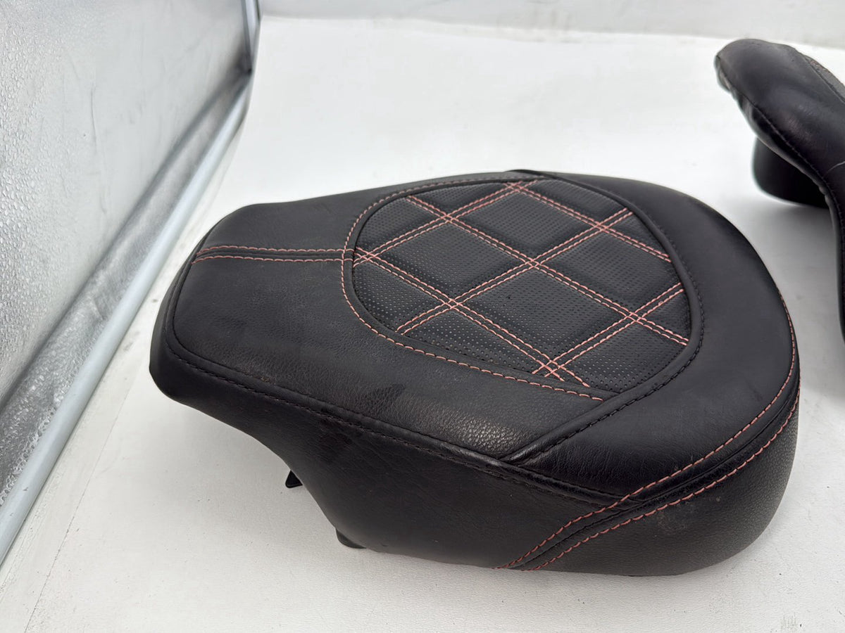 13 Harley Street Glide Touring Passenger Rider Driver Seat Saddle Orange Stitch