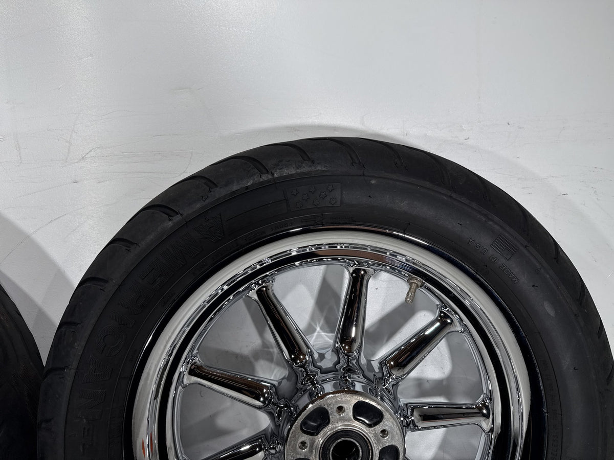 2002 Harley Electra Glide Touring Classic Front & Rear Wheel Rim Tire 16" CHROME