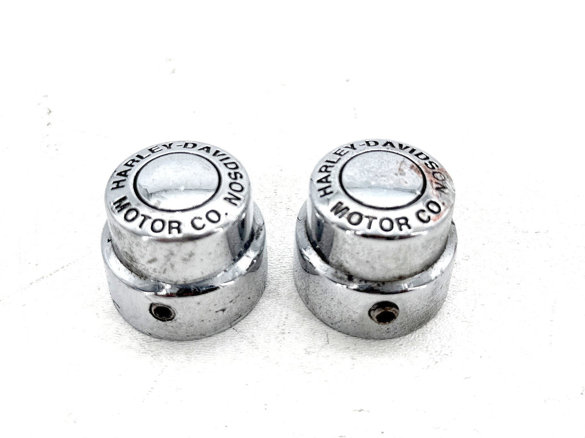 97 Harley Road King Touring FLHR OEM Front Wheel Axle Nut Covers Caps SCRATCHED