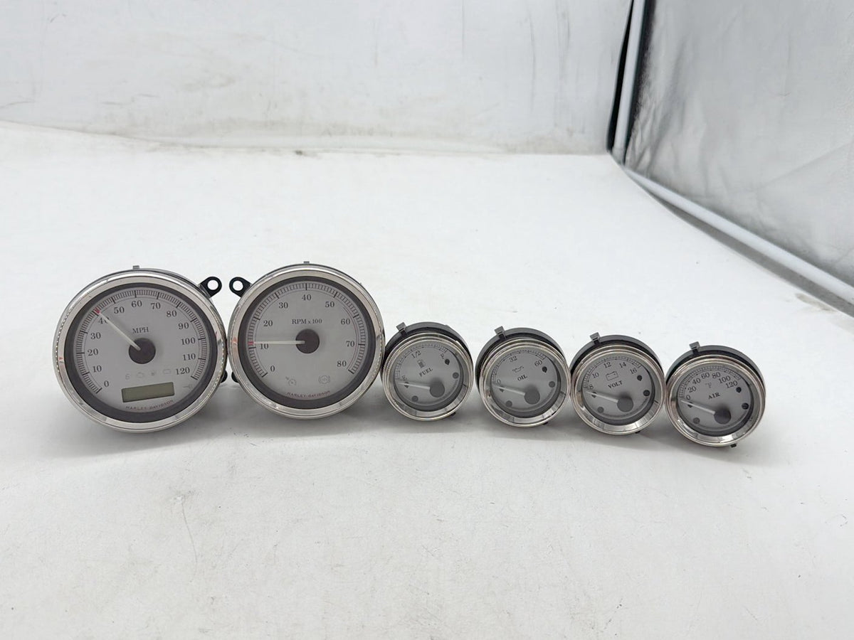 10 Harley Street Glide Touring Air Oil Volt Fuel Tacho Speedo Gauges Silver Face