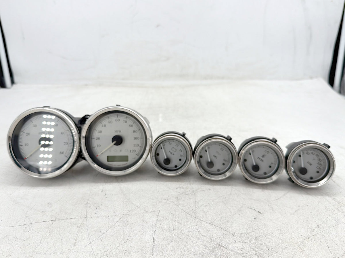 13 Harley Street Glide Touring Air Oil Volt Fuel Tacho Speedo Gauges Silver Face