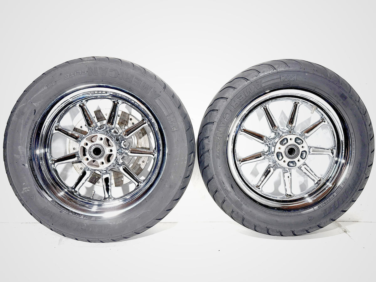 2002 Harley Electra Glide Touring Classic Front & Rear Wheel Rim Tire 16" CHROME