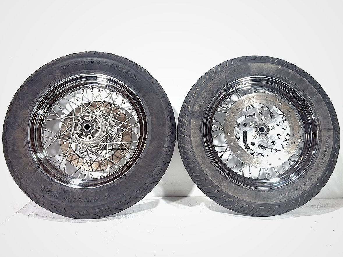 2002 Harley Heritage Softail Classic FLSTC OEM Front Rear Wheel Rim Tire Spoked