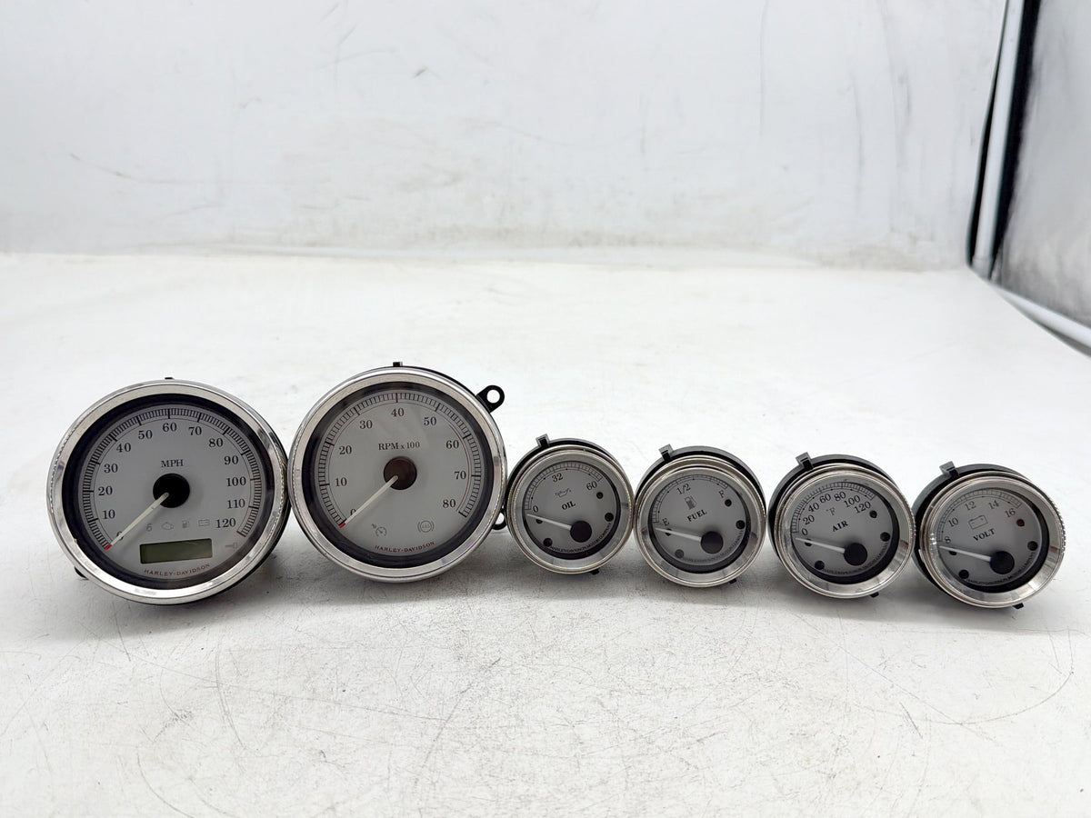 10 Harley Street Glide Touring Air Oil Volt Fuel Tacho Speedo Gauges Silver Face