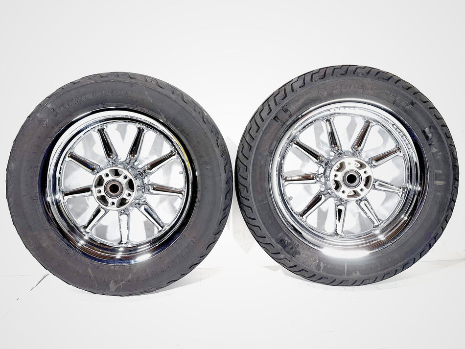 2007 Harley Electra Glide Touring CVO OEM Front & Rear Wheel Rim Tire 16" CHROME