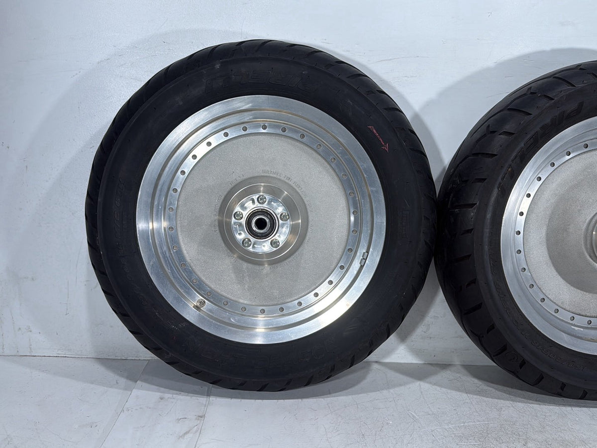 2005 Harley Softail Fat Boy FLSTF OEM Front & Rear Wheel Rim Tire 16"