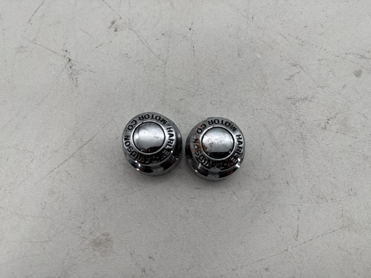 97 Harley Road King Touring FLHR OEM Front Wheel Axle Nut Covers Caps SCRATCHED