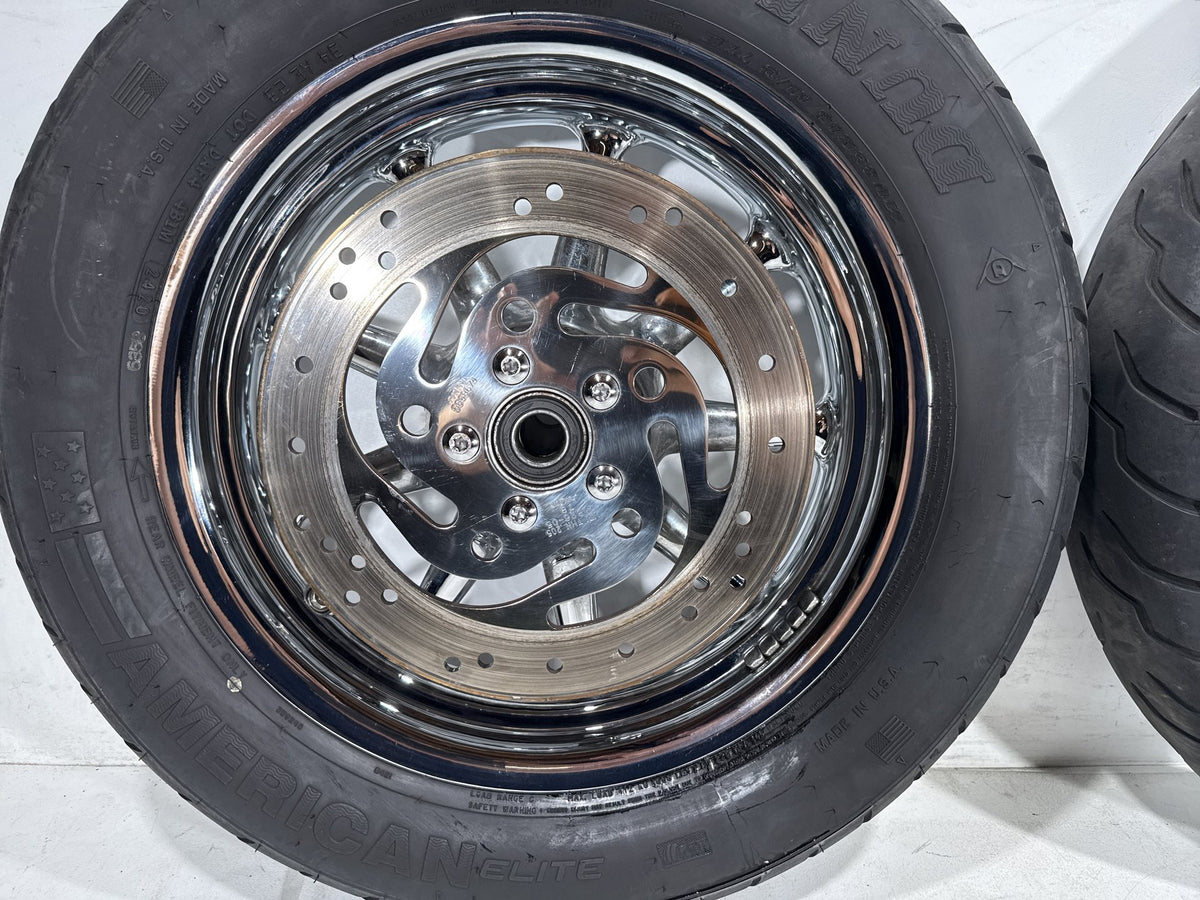 2002 Harley Electra Glide Touring Classic Front & Rear Wheel Rim Tire 16" CHROME