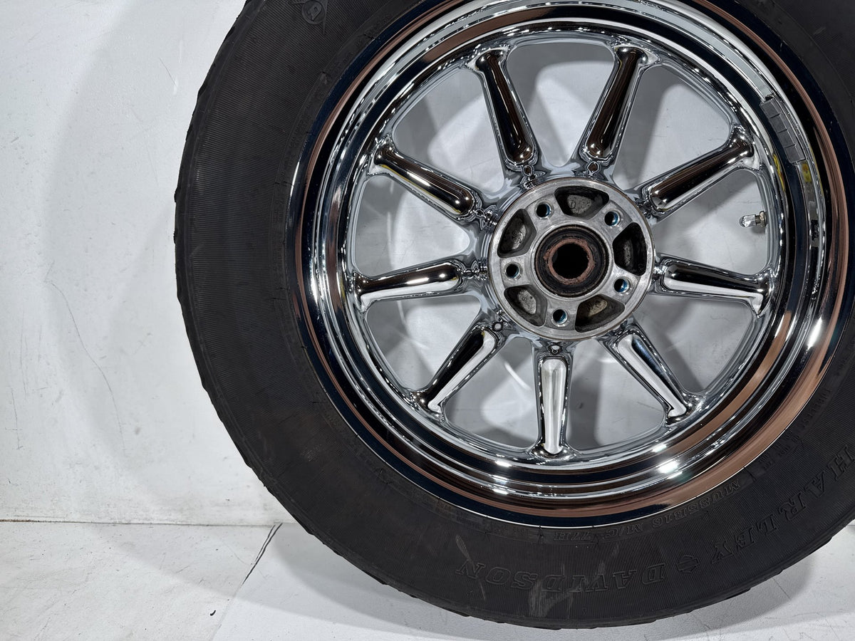 2007 Harley Electra Glide Touring CVO OEM Front & Rear Wheel Rim Tire 16" CHROME