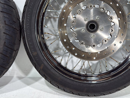 2007 Harley Dyna Street Bob FXDBI OEM Front Rear Wheel Rim Tire Spoked