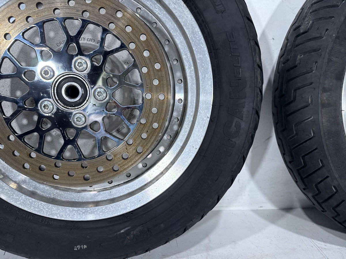 2002 Harley Heritage Softail Classic FLSTC OEM Front & Rear Wheel Rim Tire 16"