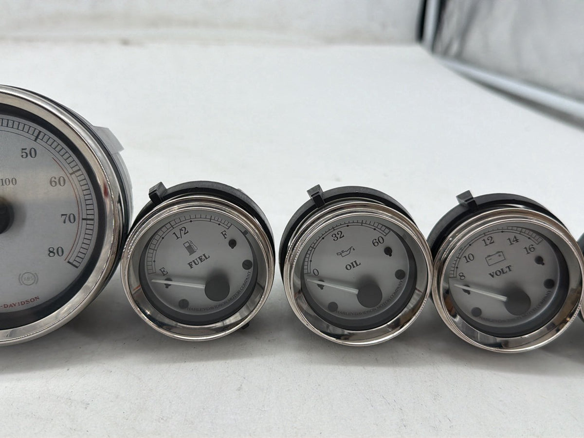 10 Harley Street Glide Touring Air Oil Volt Fuel Tacho Speedo Gauges Silver Face