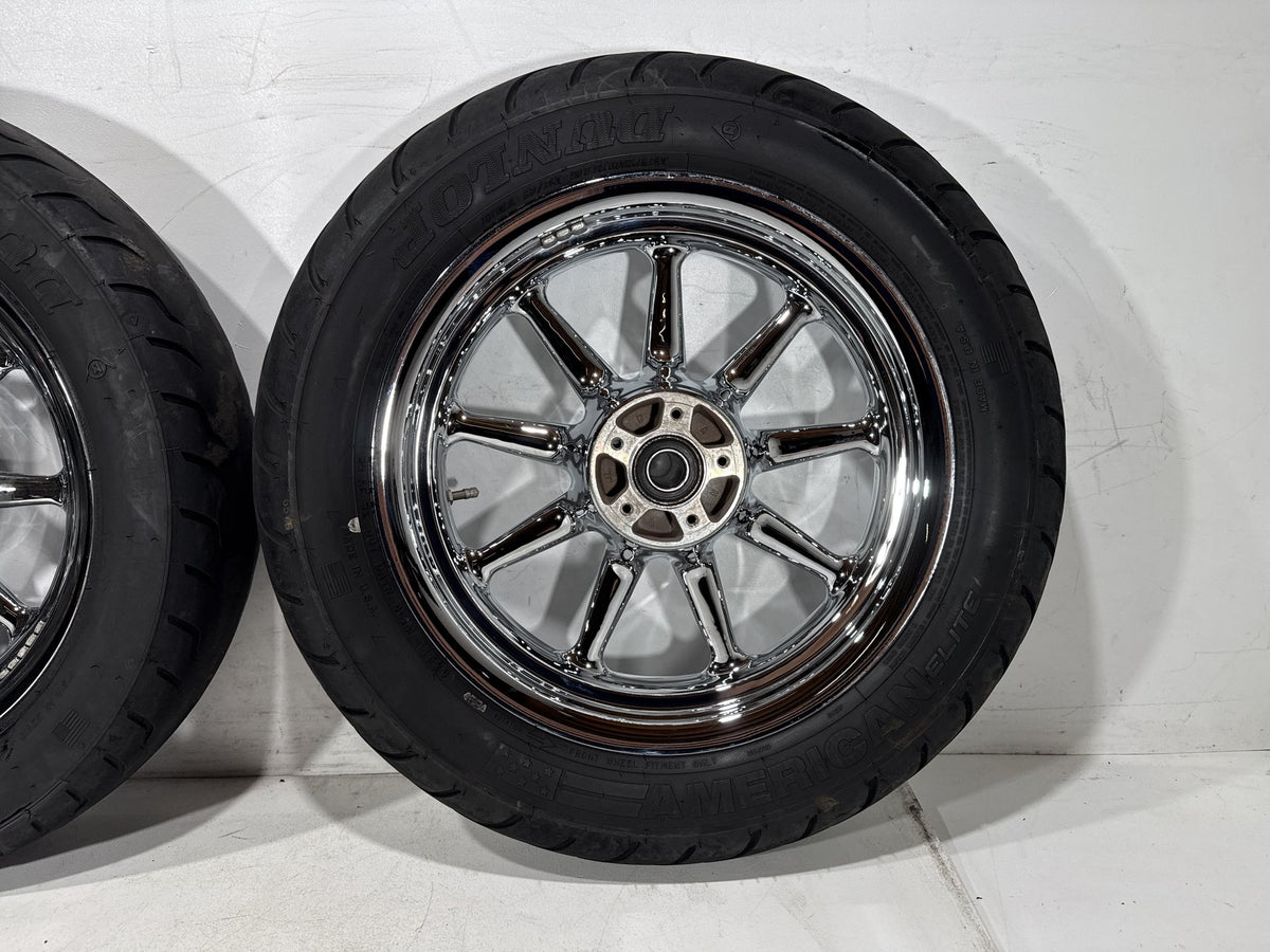 2002 Harley Electra Glide Touring Classic Front & Rear Wheel Rim Tire 16" CHROME