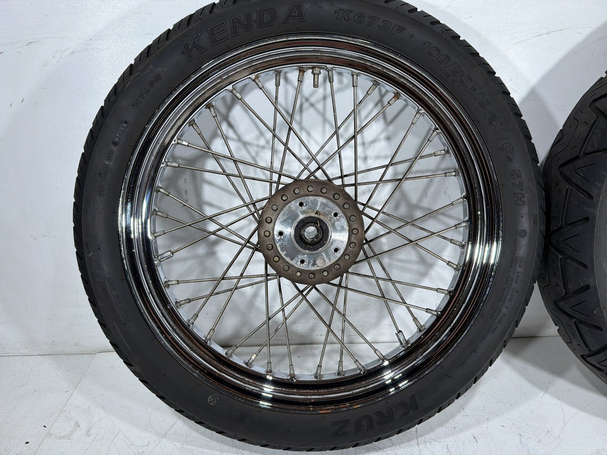 1991 Harley Sportster 883 Deluxe XLH883 Front Rear Wheel Rim Tire Spoked 16" 19"
