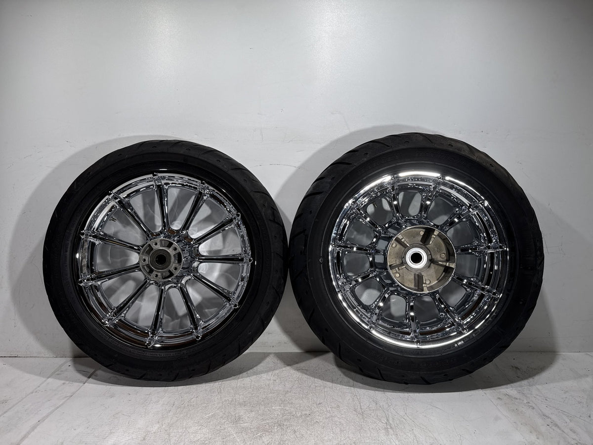 2009 Harley Electra Glide Touring CVO Eagle Front & Rear Wheel Rim Tire 16" 17"