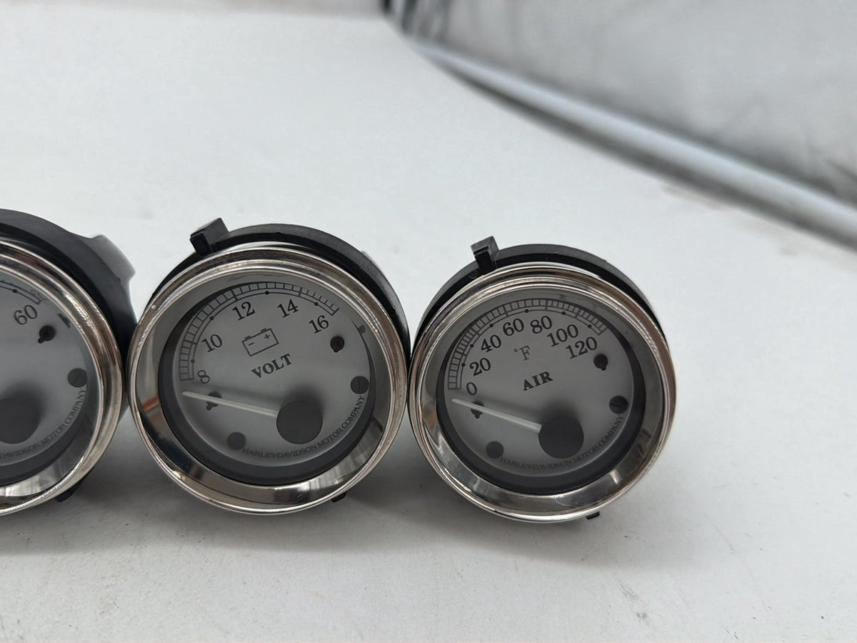 10 Harley Street Glide Touring Air Oil Volt Fuel Tacho Speedo Gauges Silver Face