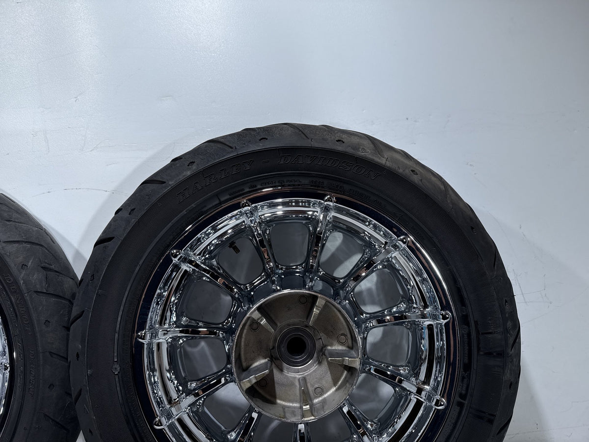 2009 Harley Electra Glide Touring CVO Eagle Front & Rear Wheel Rim Tire 16" 17"