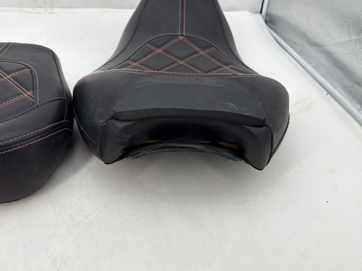 13 Harley Street Glide Touring Passenger Rider Driver Seat Saddle Orange Stitch