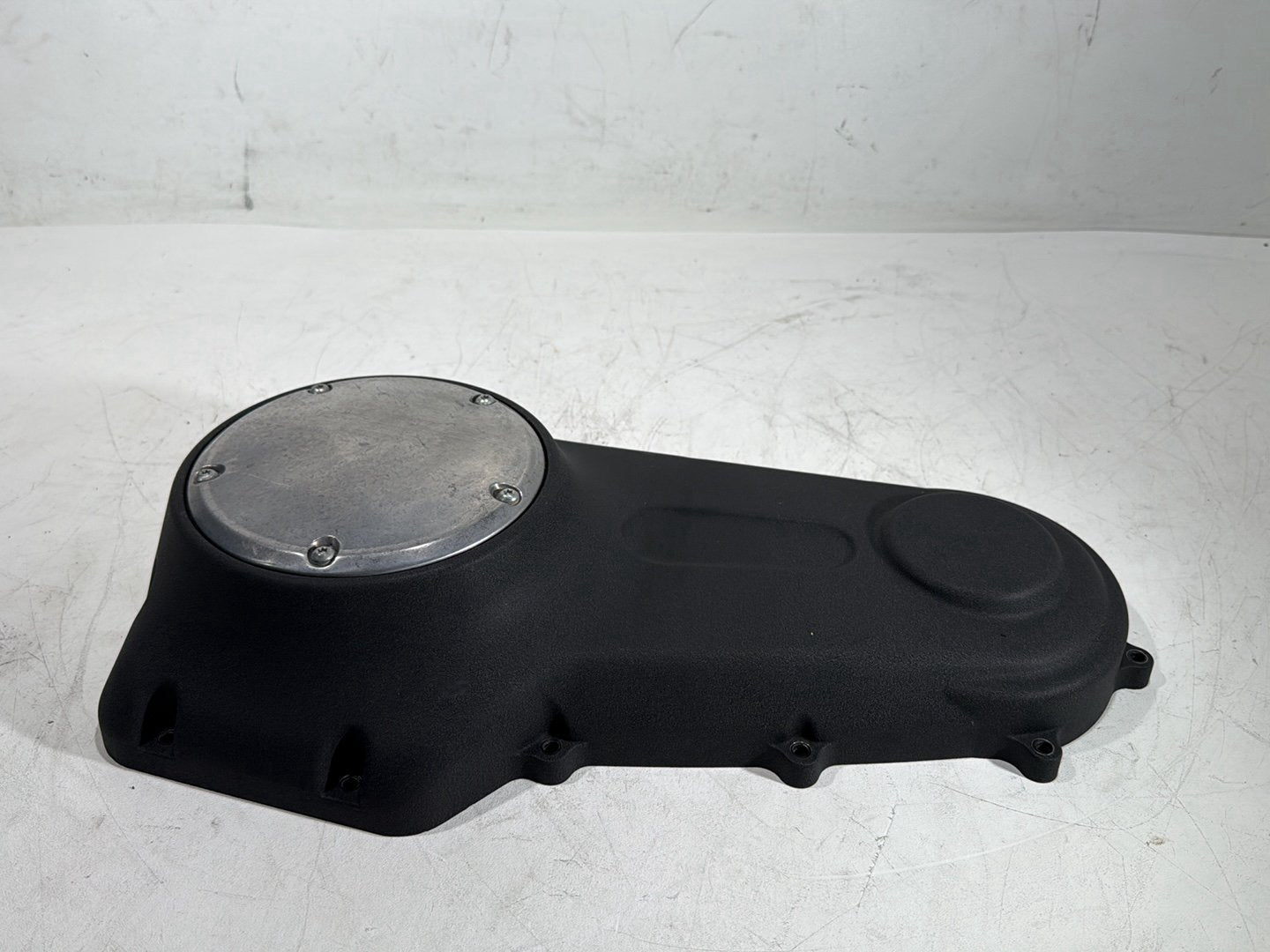 2008 Harley Dyna Fat Bob FXDF OEM Outer Primary Clutch Cover Black Wrinkle