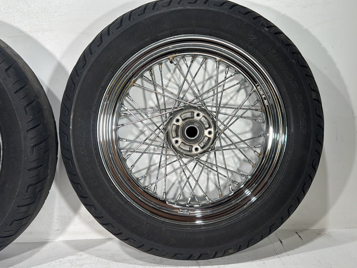 2013 Harley Heritage Softail Classic OEM Front Rear Wheel Rim Tire Spoked 16"