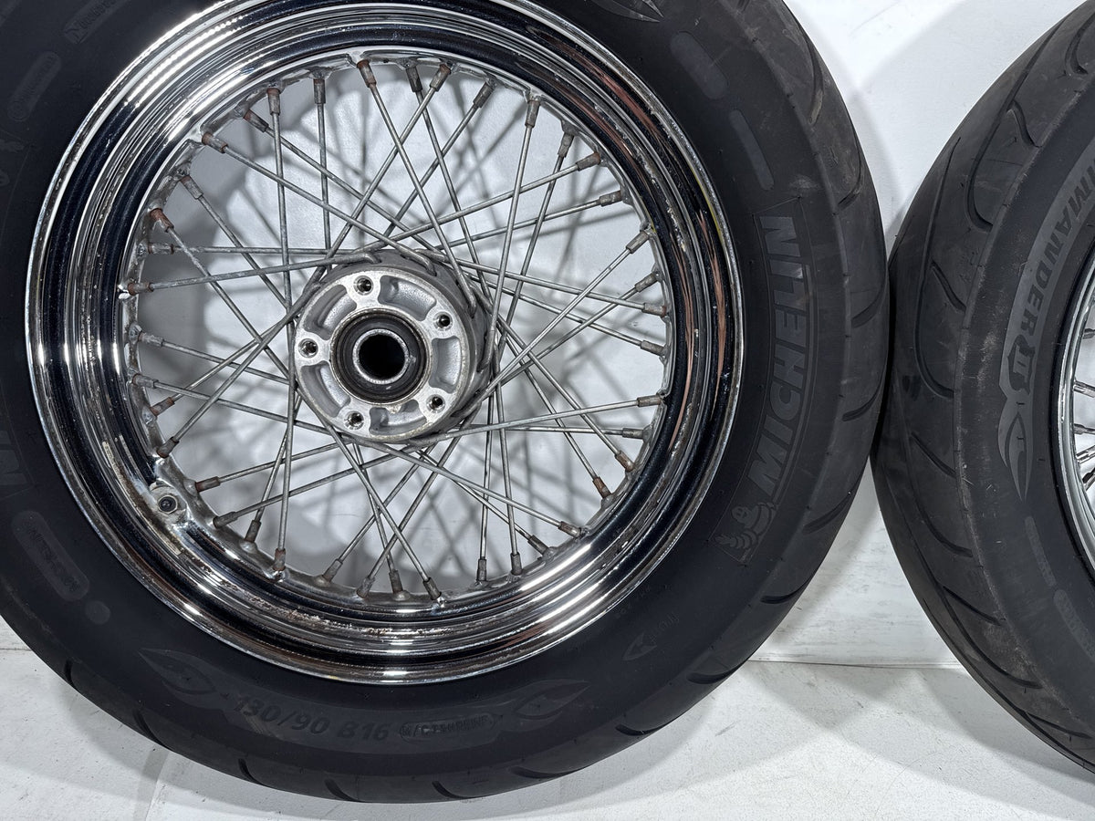 01 Harley Electra Glide Touring Classic OEM Front Rear Wheel Rim Tire Spoked 16"